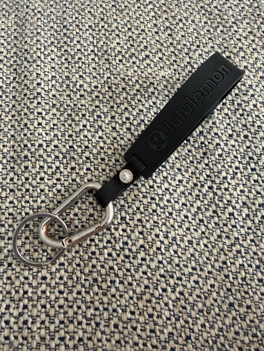 lululemon athletica Black Silicone Strap Keychain with Metal Carabiner